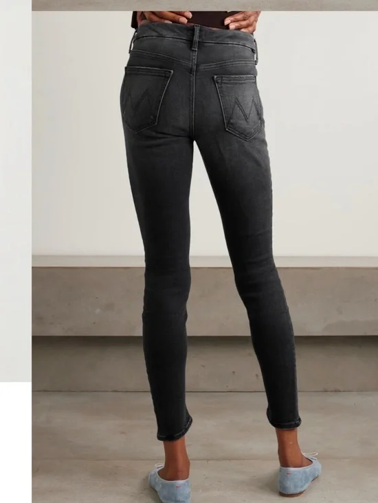 MOTHER sz 28 the looker black denim jeans mid rise skinny - Picture 2 of 7